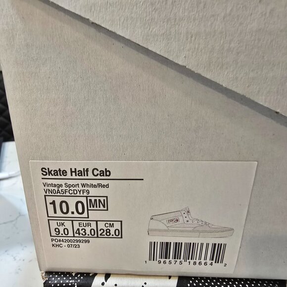 VANS Skate Half Cab Vintage Sport White/Red Sneakers Mid-Top Men’s Size 10 NEW - Picture 8 of 8